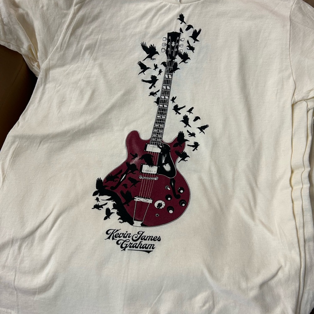 Kevin James Graham Band Graphic Guitar Tee - Cream with Burgundy & Black